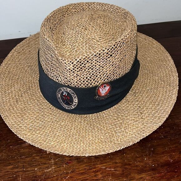 Vintage wide brim Mens 1999 US Open Pinehurst Straw Golf Cap Hat Payne Stewart